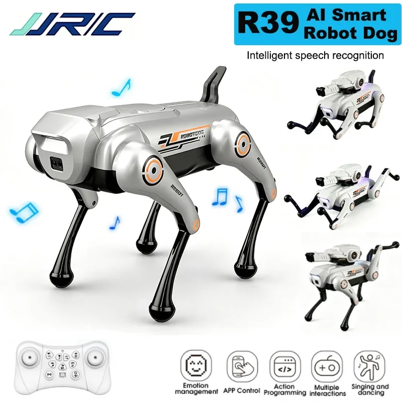 JJRC R39 Intelligent AI RC Robot Dog Voice Dialogue APP Remote Control Programming Singing Dancing Machine Dog Kids Toys