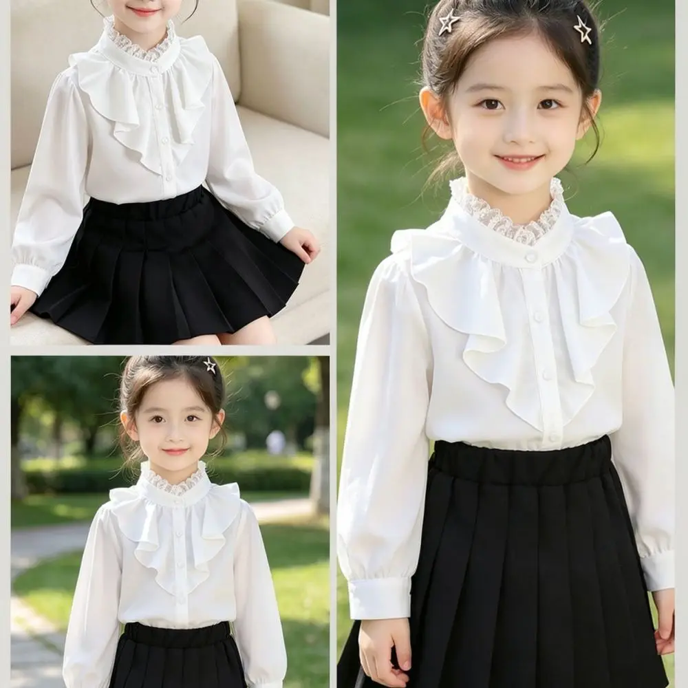 女の子用、2点セットの英国風シャツとプリーツスカート。キュートな夏の服装、子供用カジュアルなセットアップ、おしゃれなファッションアイテム。