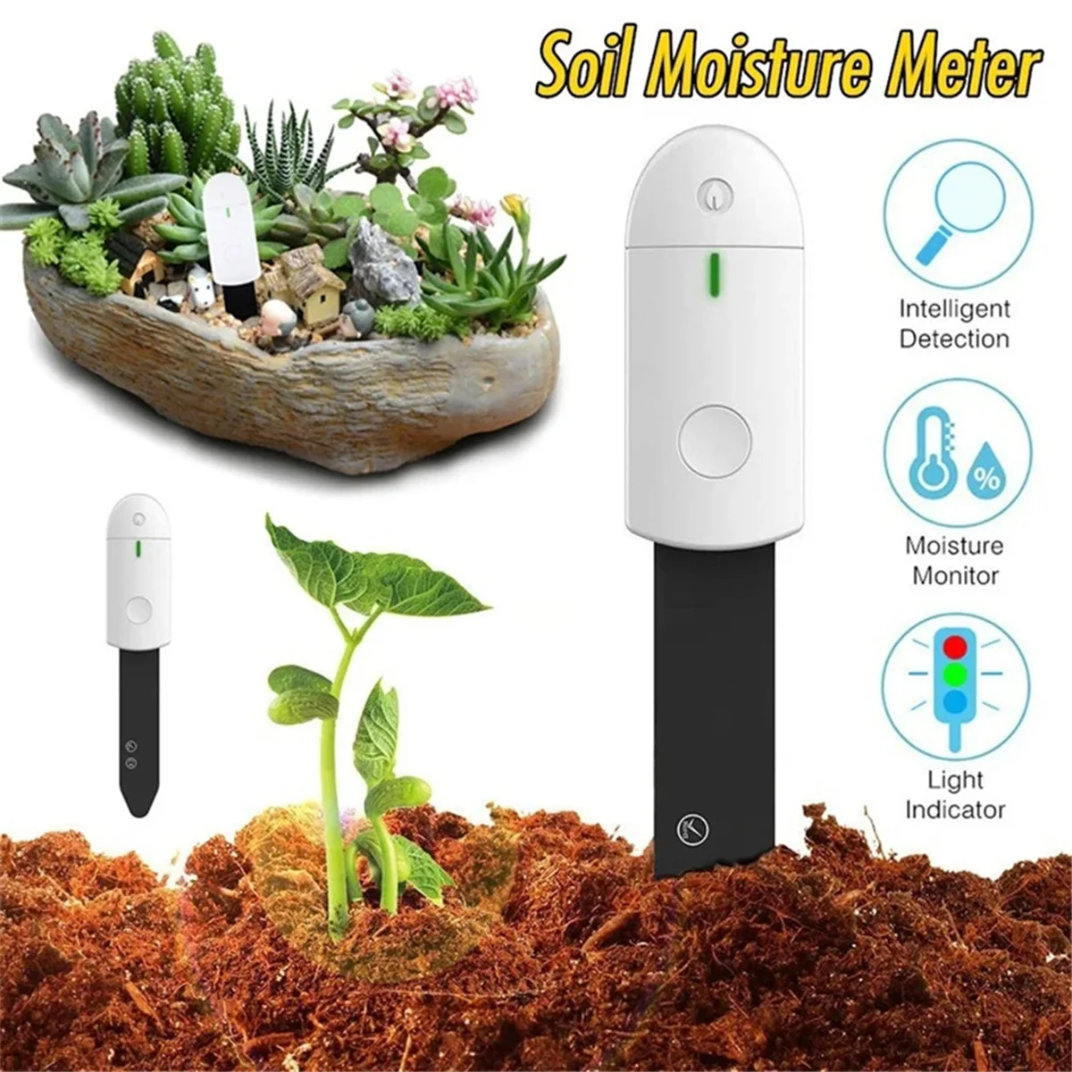 Portable Soil Moisture Sensor Monitor Plants Flower Soil Hygrometer Plant Detector Garden Care Planting Humidity Meter