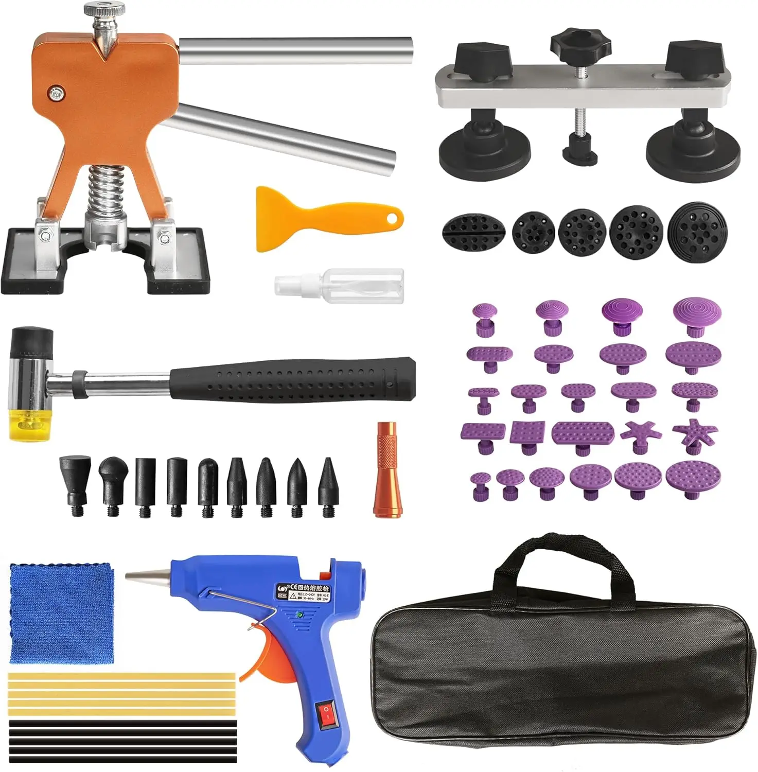 

Dent Removal Kit 56 PCS, Paintless Repair Tool with Adjustable Lifter for Car Door, Hail Damage, ATRWH056R