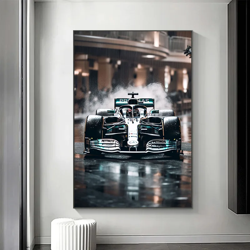 F1 Hamilton Racer Car Red-Bull Black-Mercedes Poster Canvas Painting Wall Art Pictures for Living Room Home Decor Gift