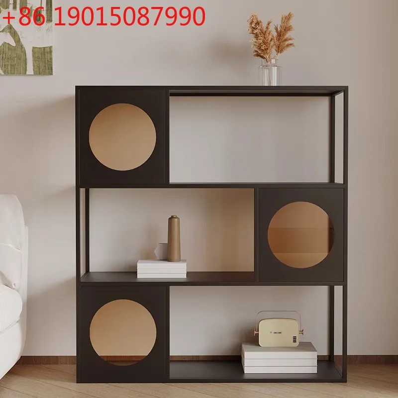 

Книжная полка из кованого железа кремового цвета, полка от пола до потолка, встроенный шкаф для хранения в гостиной, простой современный дом