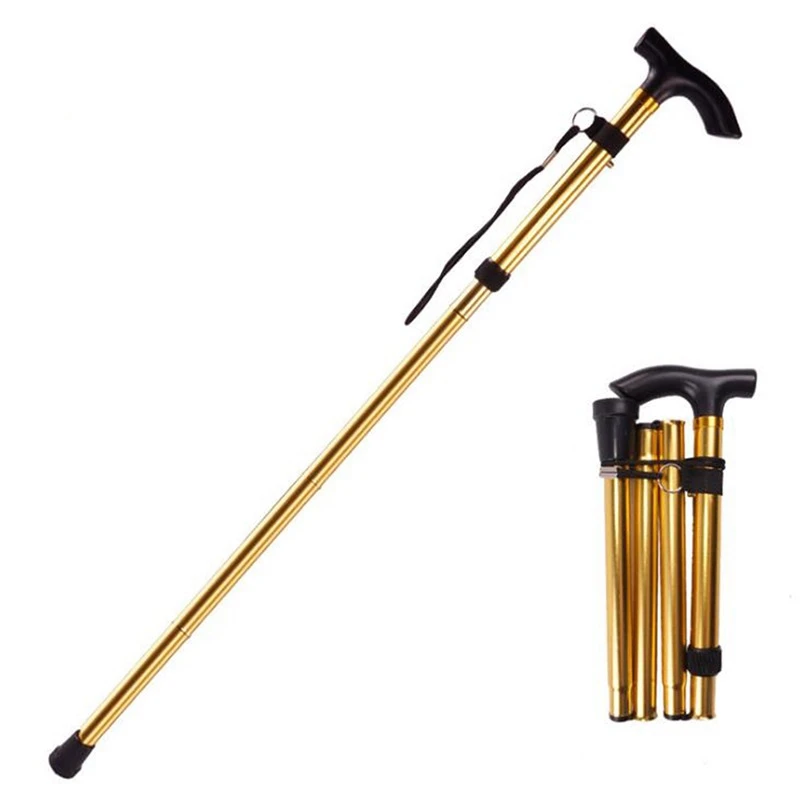 Top!-Hiking Camping Mountaineering Poles Walking Stick Telescopic Baton Trekking Poles Folding Cane Crutches Pole Unisex