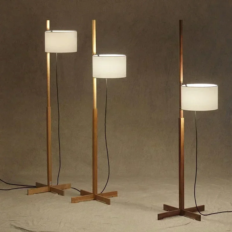 Nordic Solid Wood Fabric Shade Led Floor Lamp Living Room Bedroom Bedside Lamp Home Decor Sofa Corner Standing Light Fixture