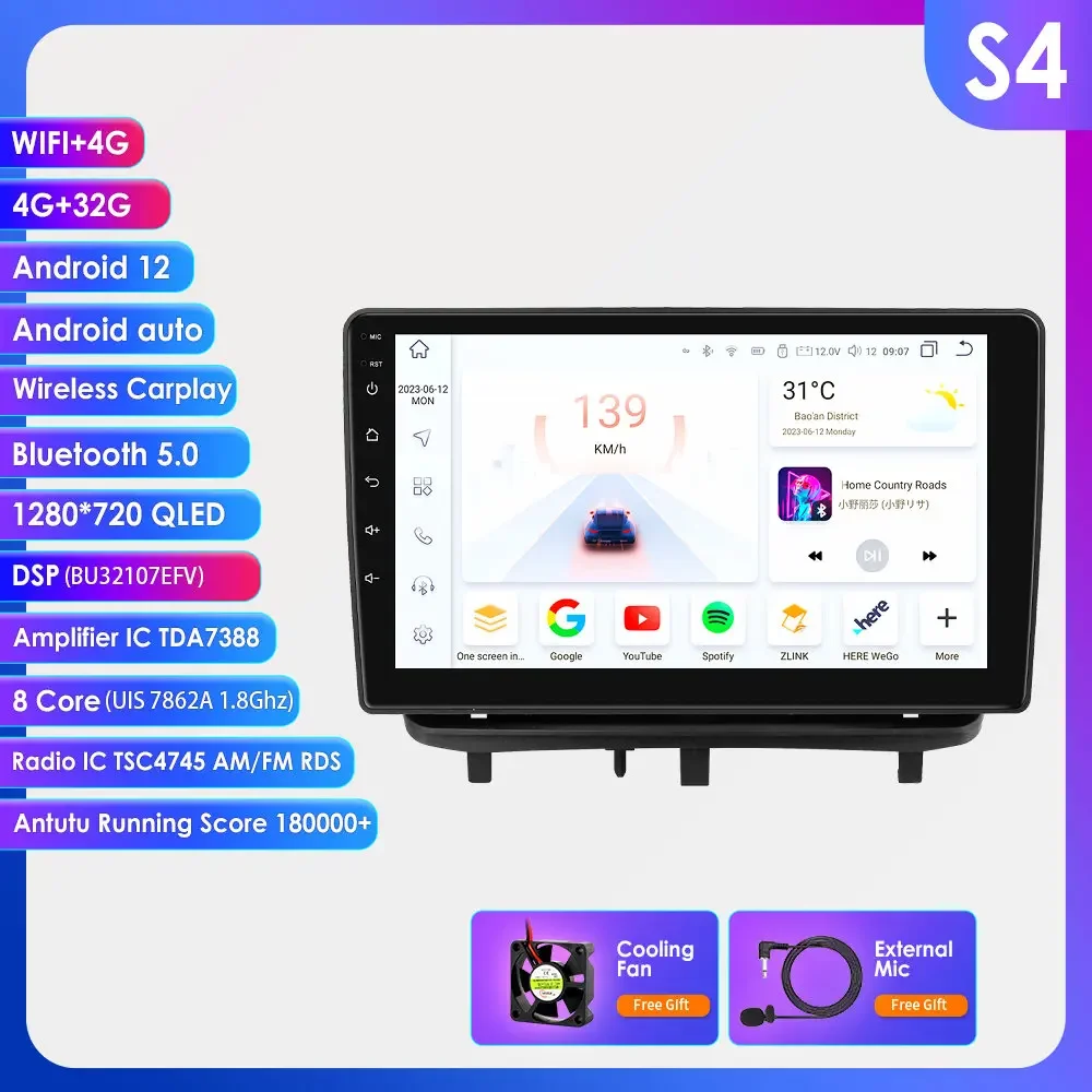 2din 9 "Android 12 Autoradio Voor Opel Corsa D 2007-2012 Hatchback Van Auto Multimedia Radio Speler Navi Gps Carplay Autoradio