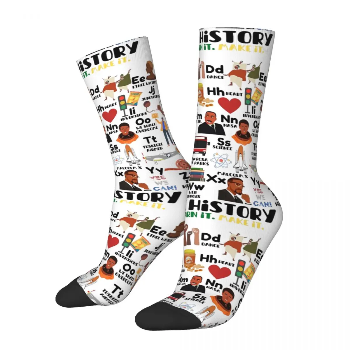 ABC Alphabet Of Black History Month Socks Super Soft Fashion Educational Socks Novelty Merchandise Middle Tube Socks Best Gift