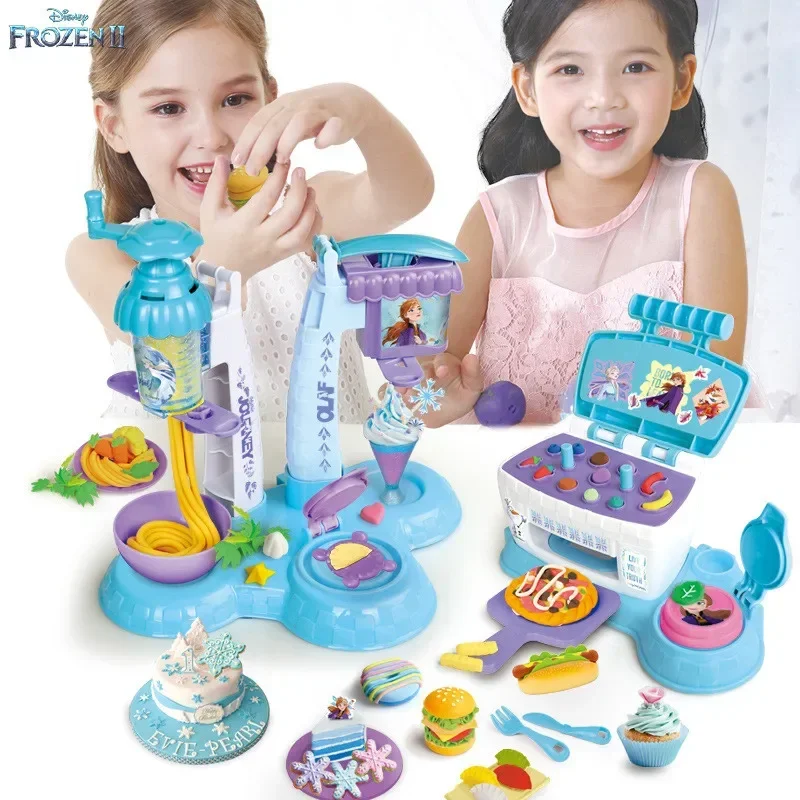 

3 in1 Disney Frozen colored clay noodle machine ice cream maker oven cooking toys play house toys kids Birthday Christmas Gift