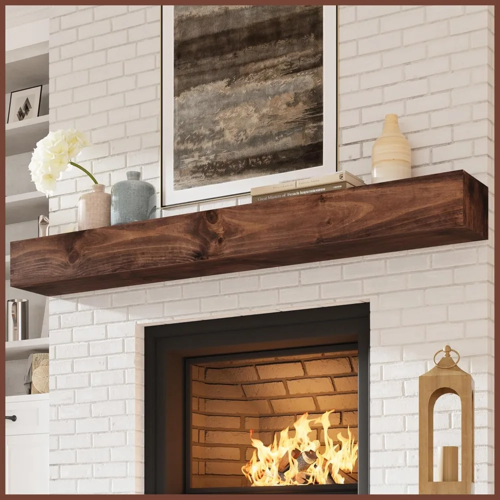 

Handcrafted Wood Mantles for Over Fireplace - Wall Mounted Fireplace Mantel Shelf - Floating Fireplace Mantel