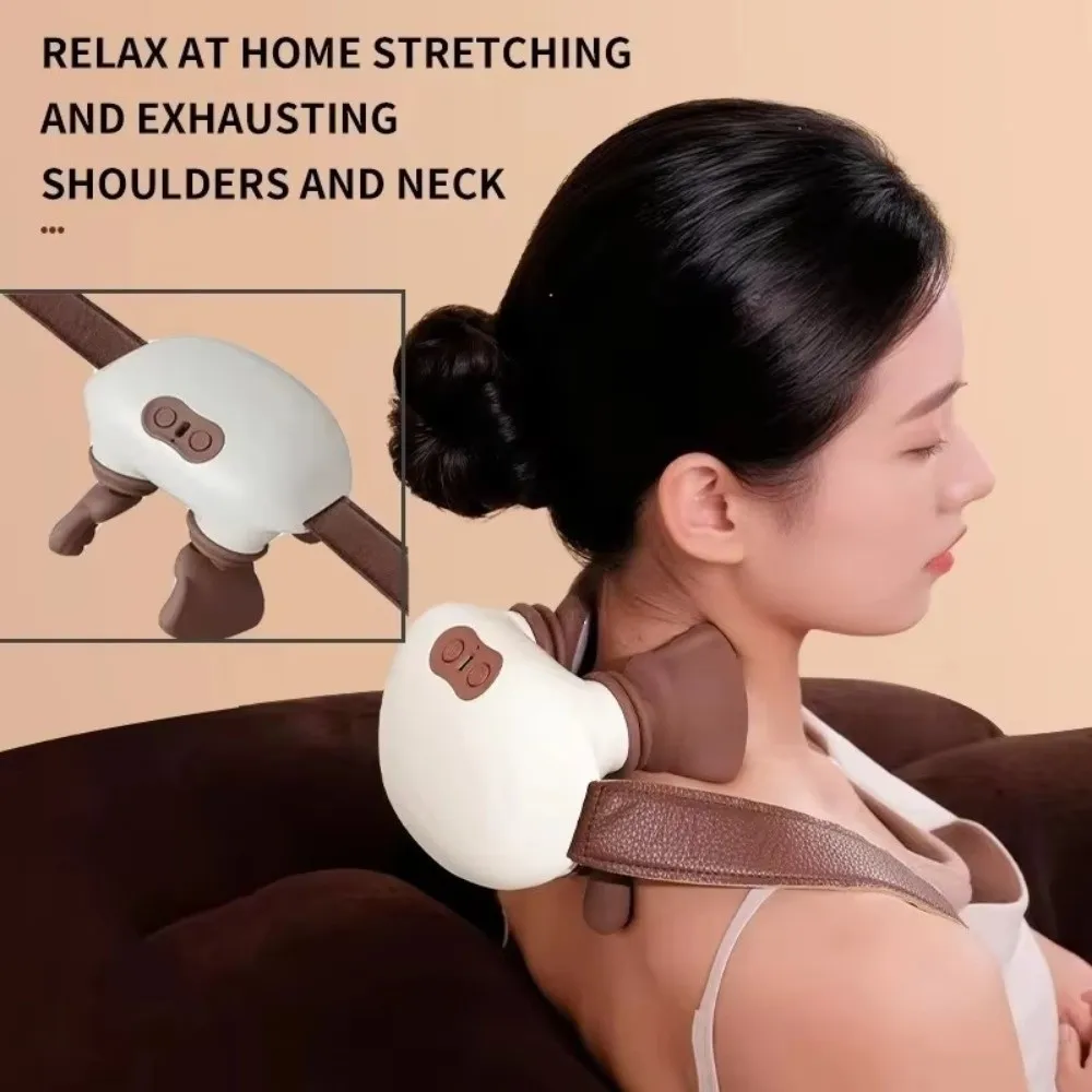 Hand Simulating Neck Trapezius Massager Heatable Deep Tissue Dog Back Massage Toy Hands Free Adjustable Strap