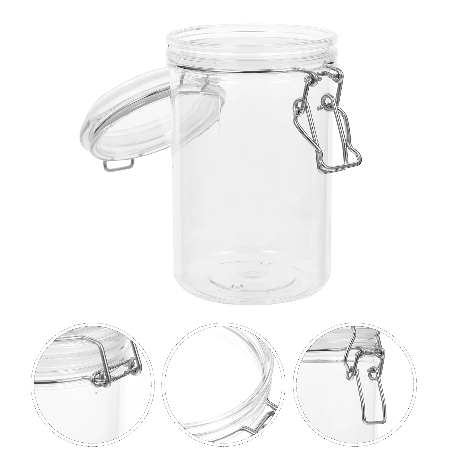 

750ml Plastic Canister with Locking Clamp Grain Storage Jar for Tea, Sugar, Coffee Bean plastic storage can