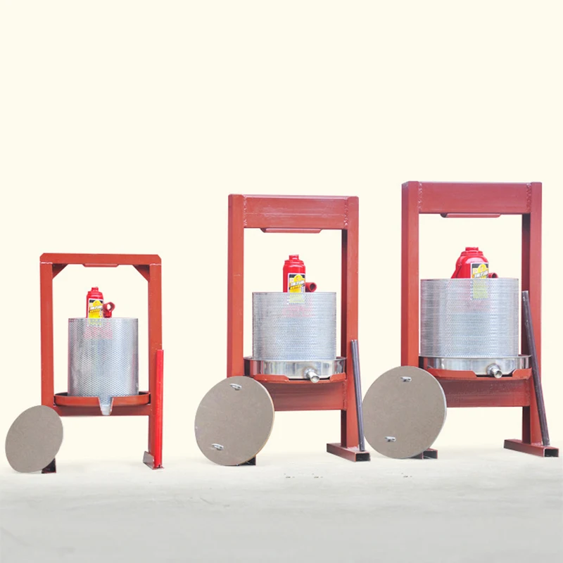 Oliepers, kleine huishoudelijke pers, handmatige olierestenpers met hydraulische krik, commerciële fruitpers