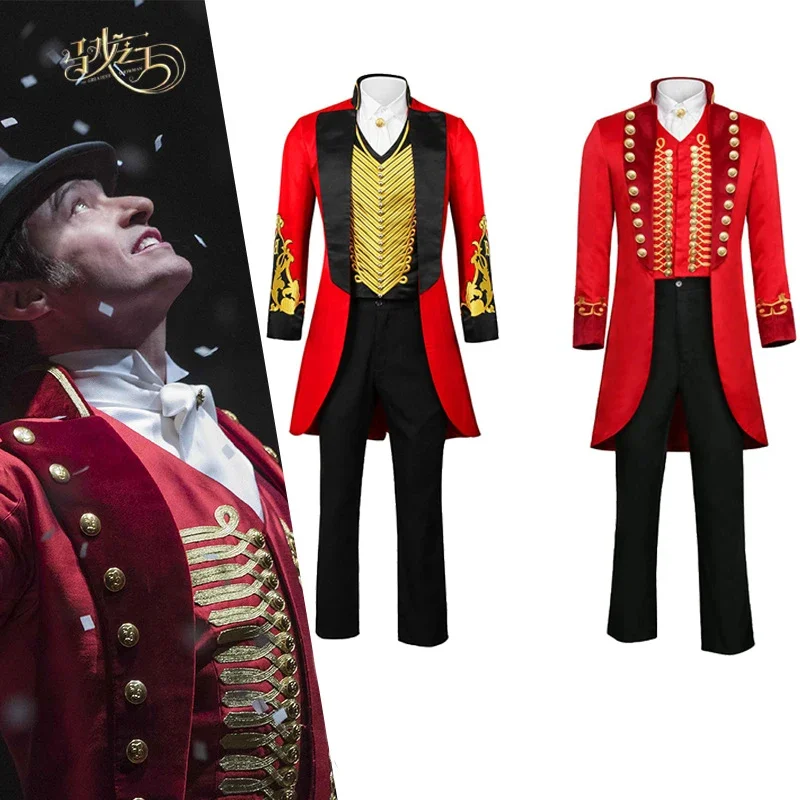 

Мужской костюм для косплея «The Greatest Showman P.T. Barum», костюм хуга Джекмана, костюм, пальто, рубашка, брюки, Карнавальная одежда на Хэллоуин