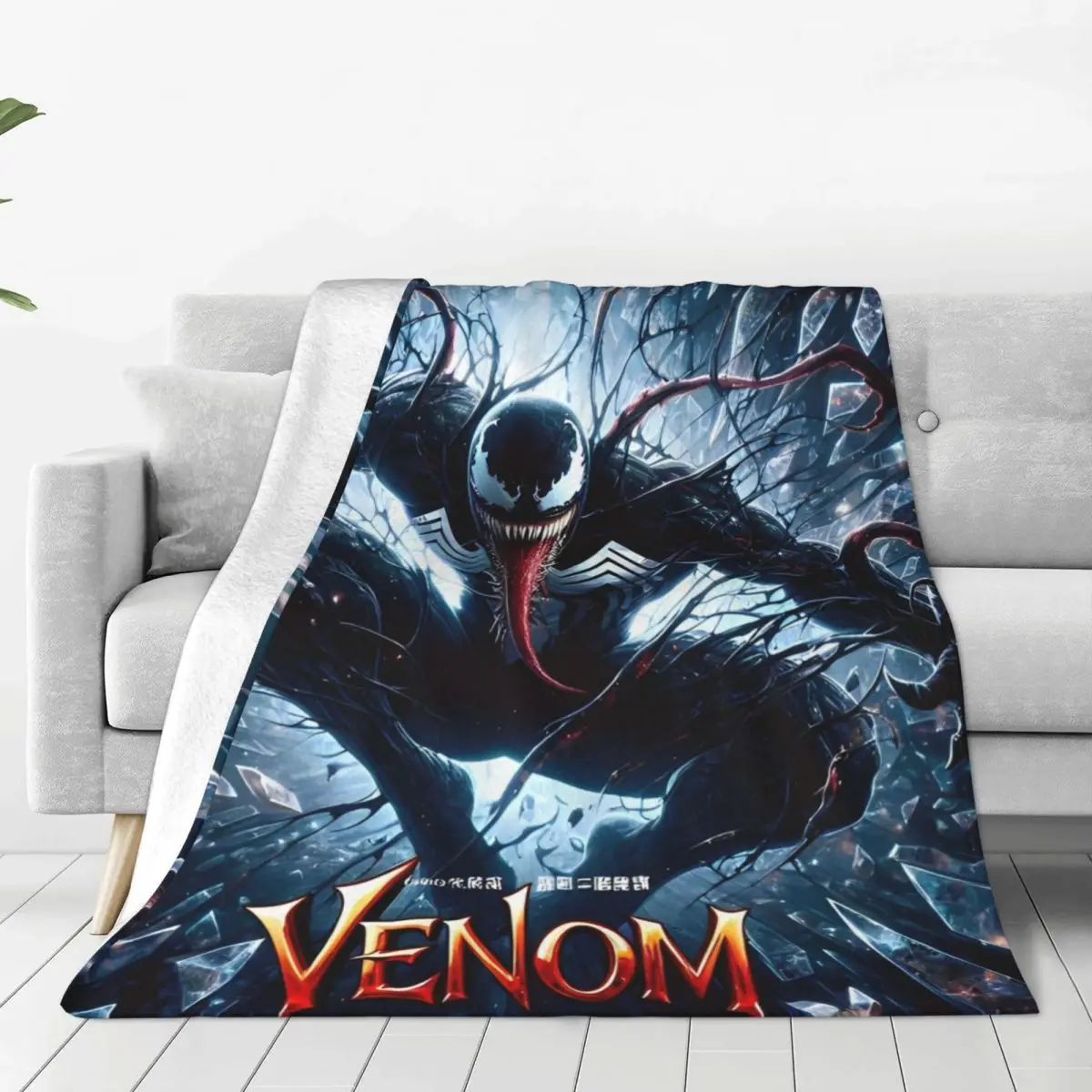 Venom Super Hero Super Warm Blanket Picnic Plush Throw Blanket Aesthetic Couch Chair Flannel Bedspread Sofa Bed Cover