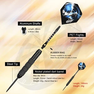 Cyeelife-Hard-Dart-Stahlnadel, Außenpraxis und Unterhaltung, Herbstbeständige, professionelle Flyer-Fakten, 24g, 6 PCs, 12 Prozent 6 Hauptverkaufsdarts 12 Stück - №2