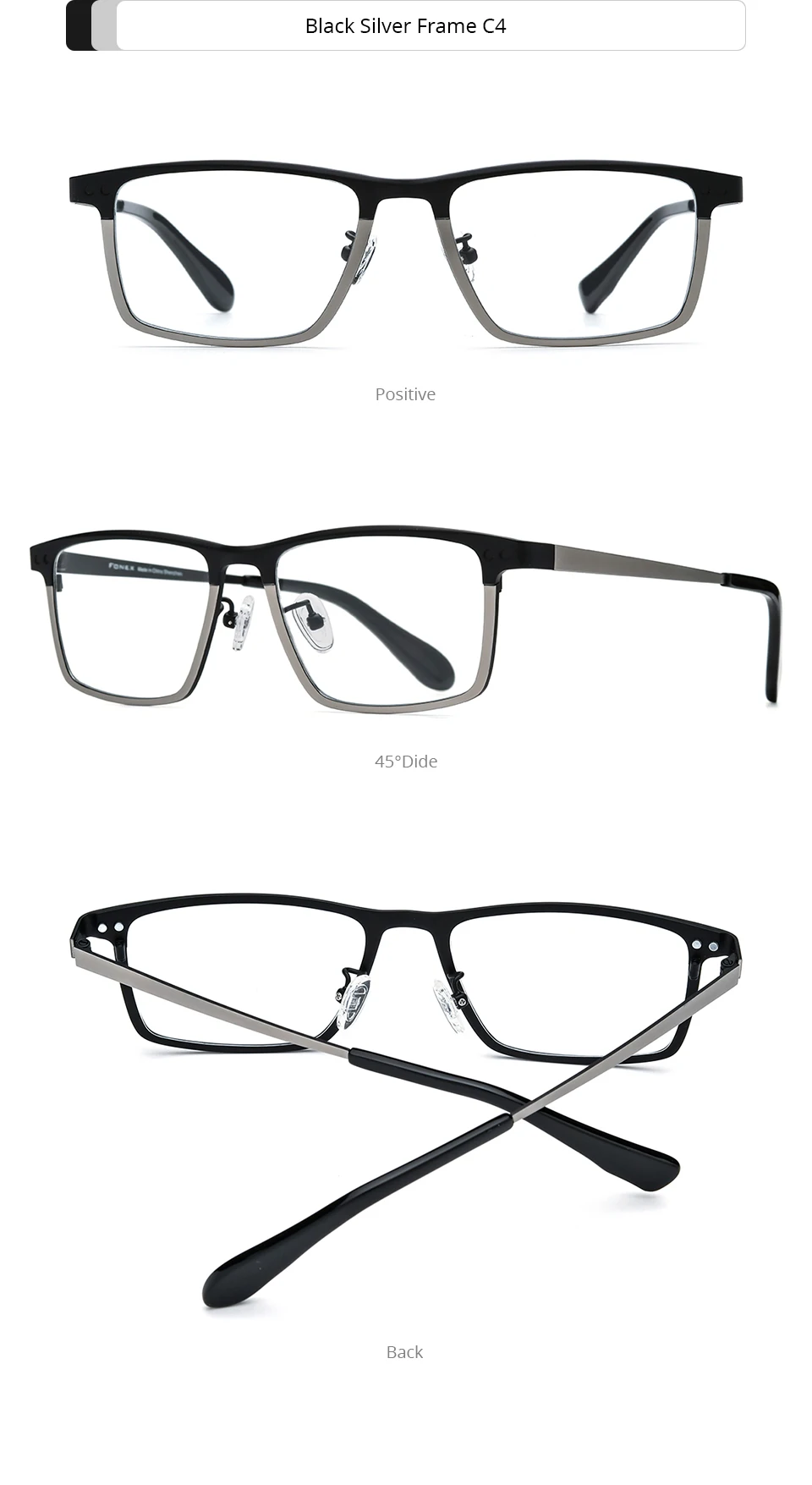 FONEX Titan-Brillengestell für Herren, japanische Brillen, quadratischer Magnet, Clip-on-Brille mit Nachtsicht und polarisierter Linse 85776 – Detail 11