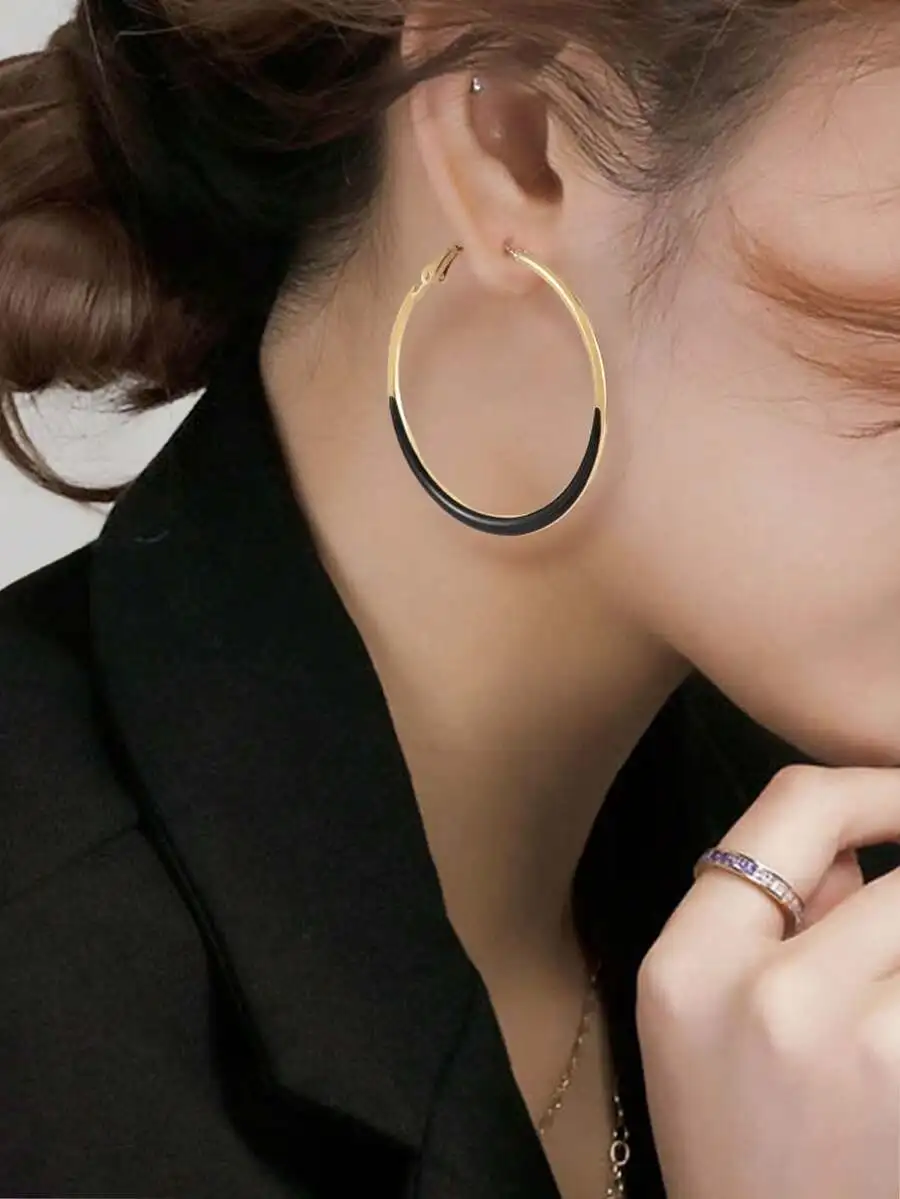 

Topshiny 1pair Korean Style Resin Drop Earrings, Exaggerated Hoop Earrings, Elegant French Design Jewelry For Women