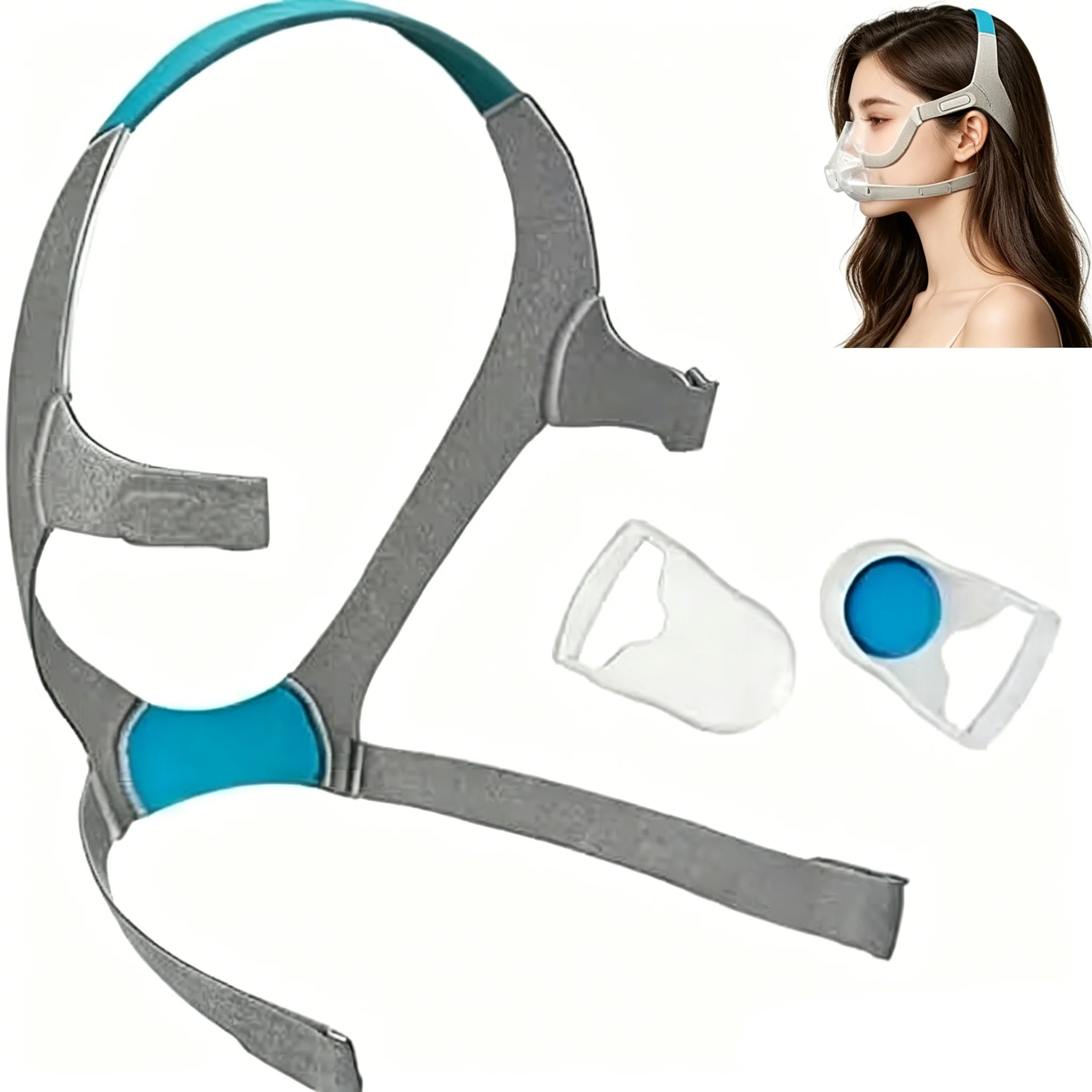 F20Large CPAP Full Face Mask Headgear, Adjustable Replacement Headband Strap for Sleep Apnea Mask