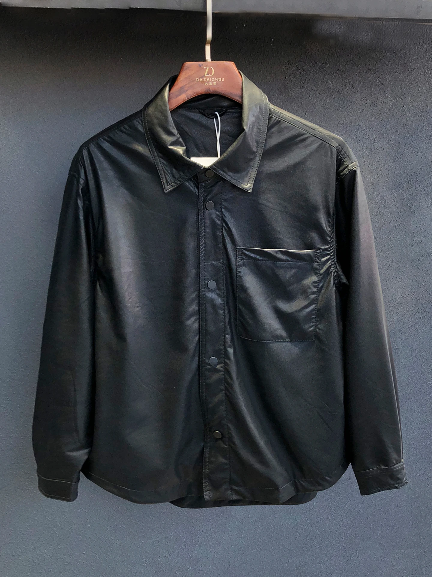 

Bla Leather irt Men's Collared Casual Long Sve PU Leather High End Simple Faion Brand Autumn 2025 New Sle