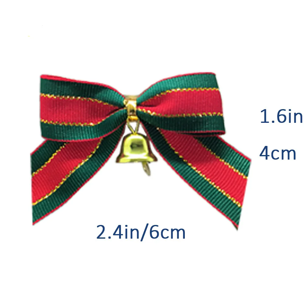 500pcs Delicate Bowknot Bells Christmas Gift Bows With Small Bells DIY Bows Craft Christmas Tree Decoration