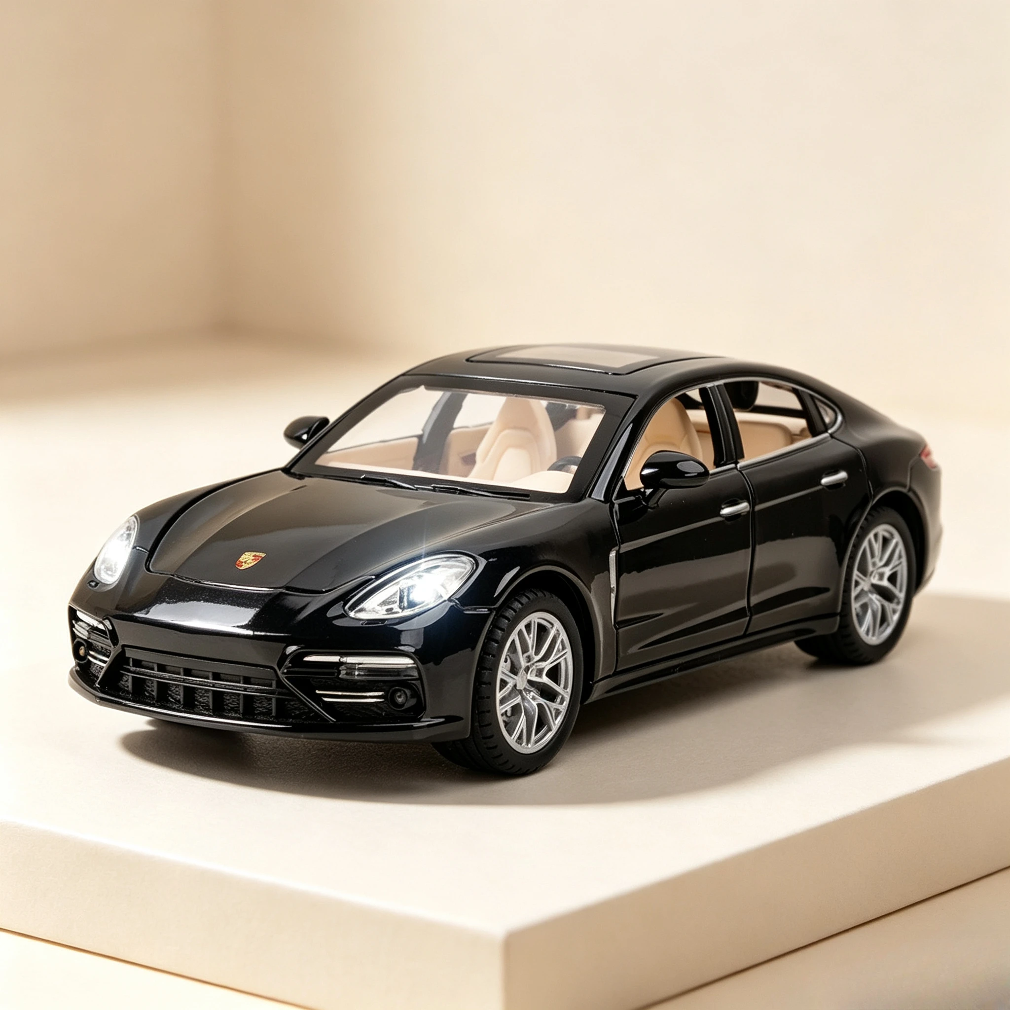 1:24 Para Sports Car Diecast Car Sound Light Pull Back Open Doors Car Model Collectible Toy Cars for Boys