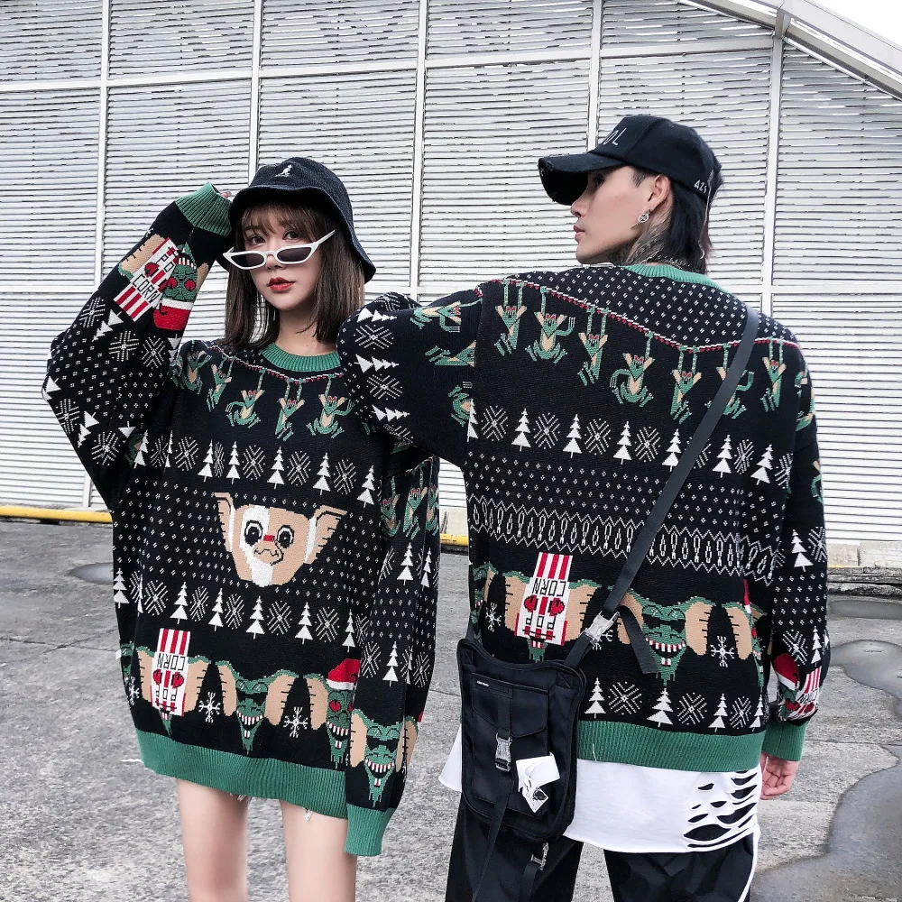 Sweater Ugly Natal 2023 untuk hadiah Santa Elf lucu Pullover Wanita jersey pria Sweater longgar atasan musim gugur musim dingin pakaian atasan