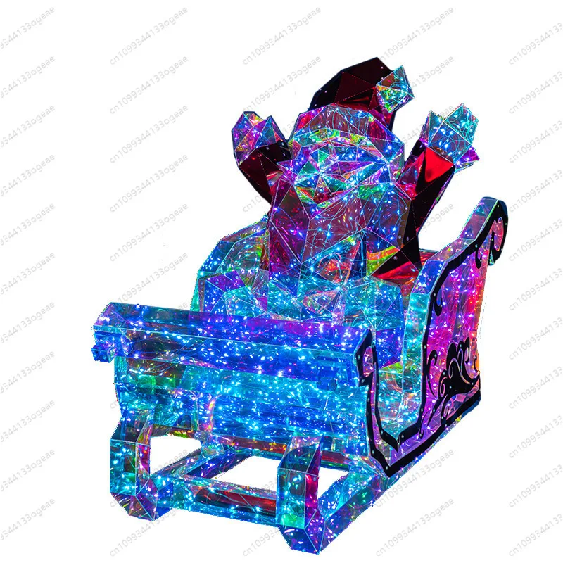 DIY Glowing Sleigh & Snowman Kit, Christmas Theme Party Decoration Set with Color-Changing Night