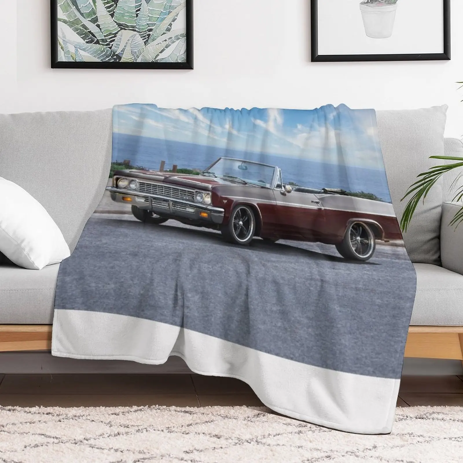 1965 Chevrolet Impala Convertible Throw Blanket Luxury Thicken Soft Plush Plaid Blankets