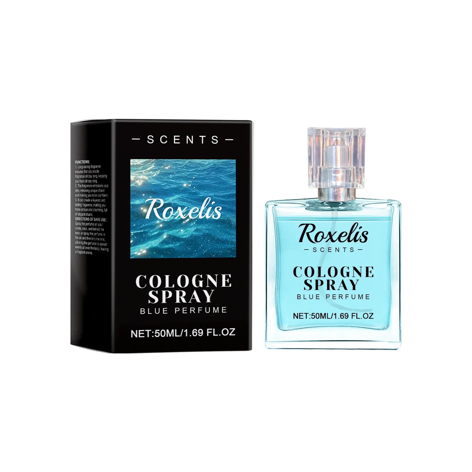 Roxelis 50ml Eau de Cologne Blauwe Geur Natuurlijke Lichte Geur Frisse Geur Verkwikkende Geur Elegante Geur voor een date, voor stellen_voghion.com
