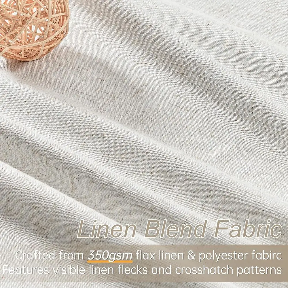 Rideaux élégants en lin à flocons d'avoine, 90 rideaux plissés occultants, ensemble de 2 panneaux pour chambre et salon