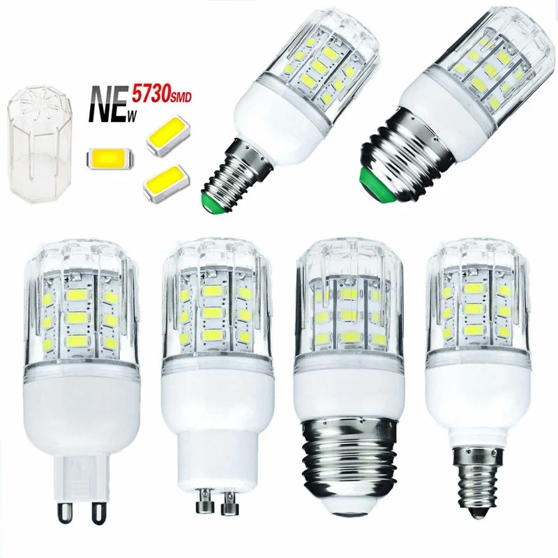 Ampoule LED épis de maïs, E27, E14, E12, E26, 7W, 5730 SMD, 110V, 220V, DC, 12V, 24V, lustre de Noël, éclairage de bougie