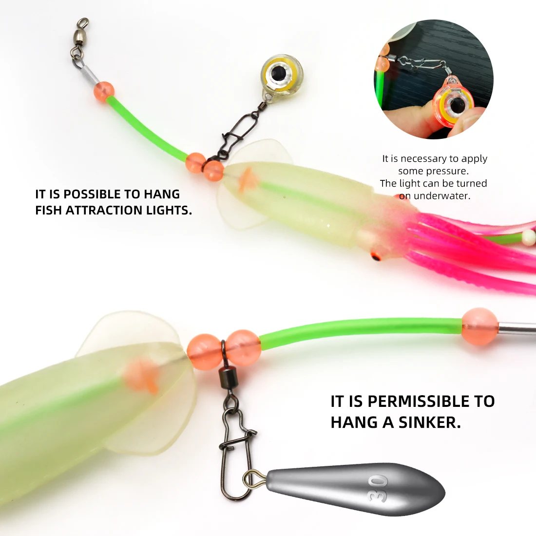ZYZHE 1pc Meer Angeln String Haken Hairtail Rigs Mit Leuchtenden Tintenfisch Köder Drei Shark Haken Ideal Für Meer Angeln köder Rigs – Detail 5