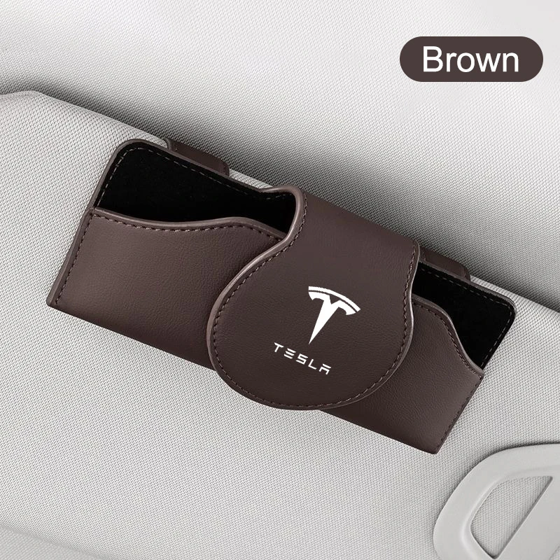 Nuova custodia per occhiali da Auto in pelle custodia per occhiali da sole Clip per Tesla Model 3 Model S X Model Y Roadster SpaceX accessori Auto