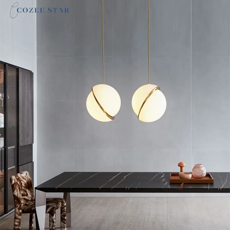 Luces colgantes LED nórdicas posmodernas, hierro acrílico, media luna, iluminación interior para cocina, dormitorio, sala de estar, comedor, lámparas Lustre