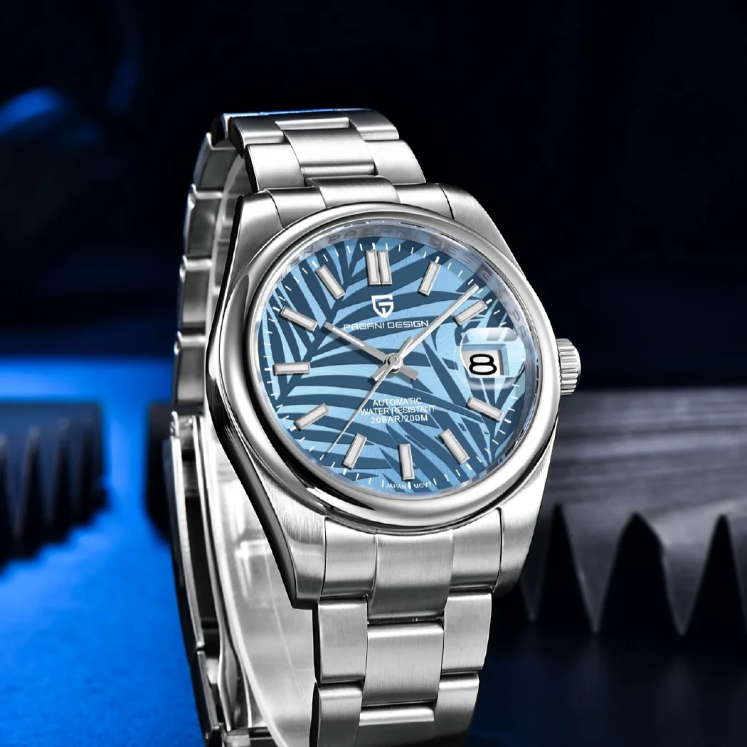 PAGANI DESIGN 39MM Folha De Palmeira Mecânica Relógio De Pulso De Luxo Relógio Automático Para Homens Sapphire espelho NH35A Relógio Relógios Masculinos