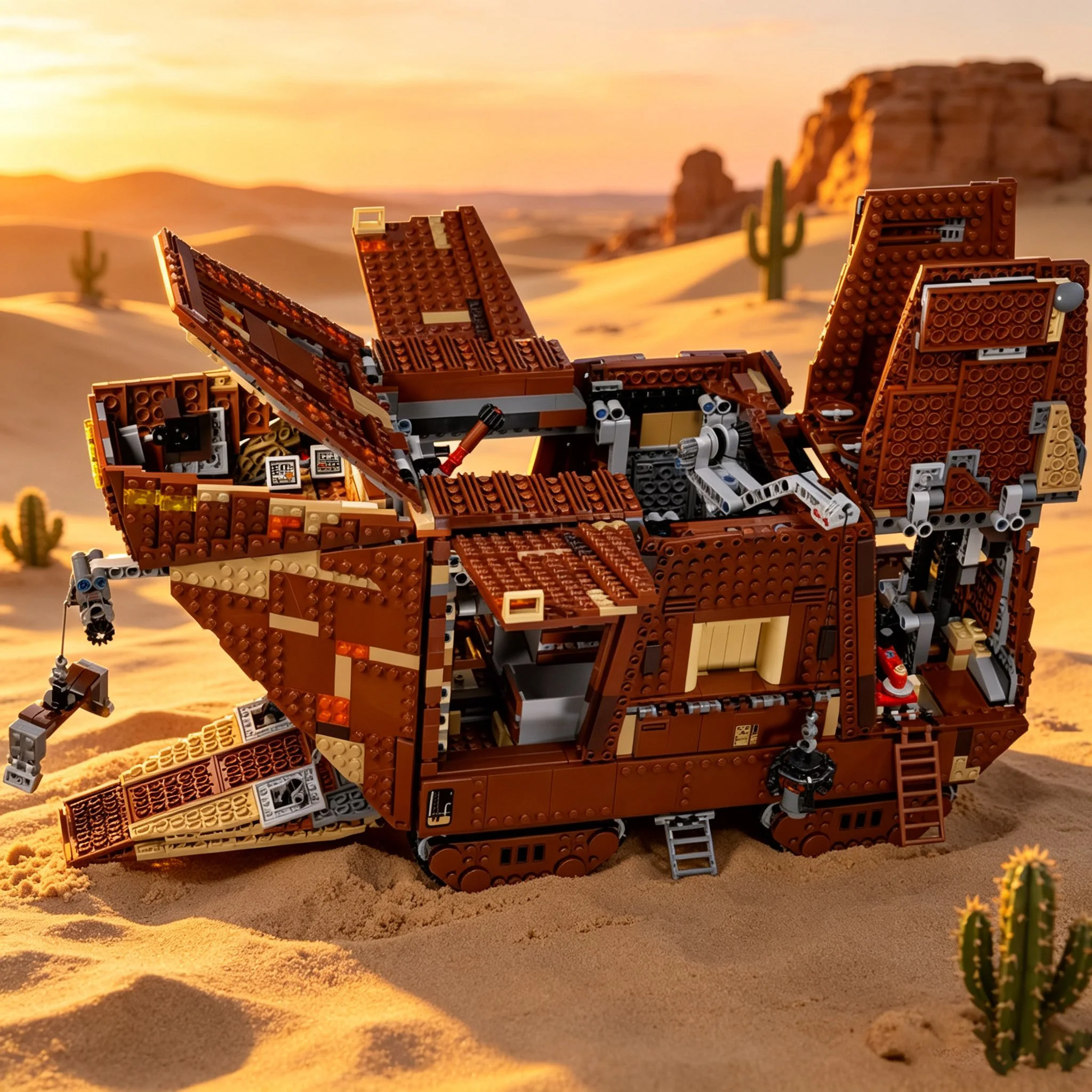 Vehículo Todoterreno de Desierto MOC, Bloques de Construcción, Modelo de Coche de Transporte del Desierto de Ciencia Ficción, Ladrillos DIY, Juguete de Ensamblaje para Colección o Regalo