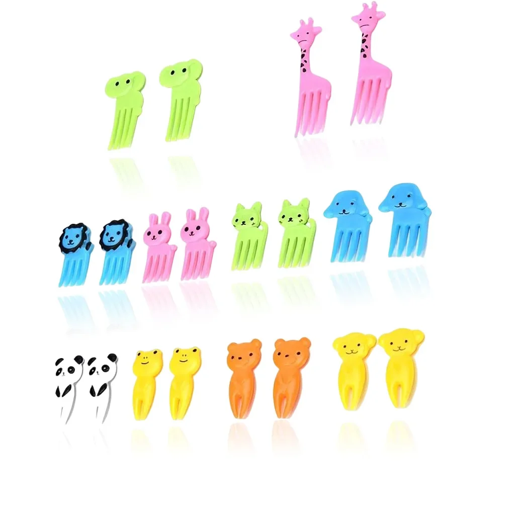 10pcs Animal Farm Fruit Fork Mini Cartoon Children Snack Cake Dessert Food Pick Toothpick Bento Lunches Party Decor Random Color