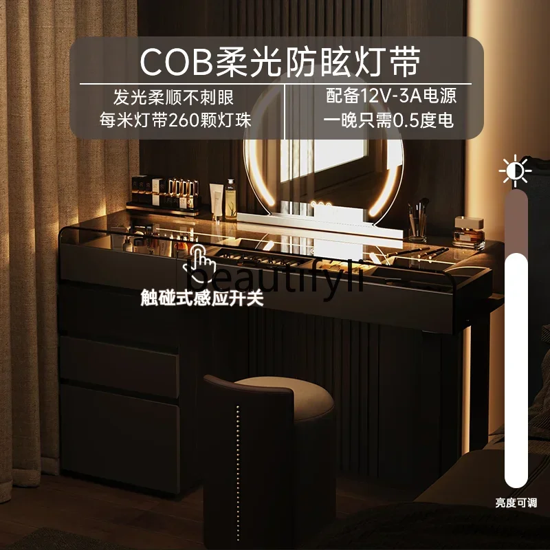 

Italian solid wood dresser chest cabinet integrated bedroom designer makeup table storage cabinet light luxury