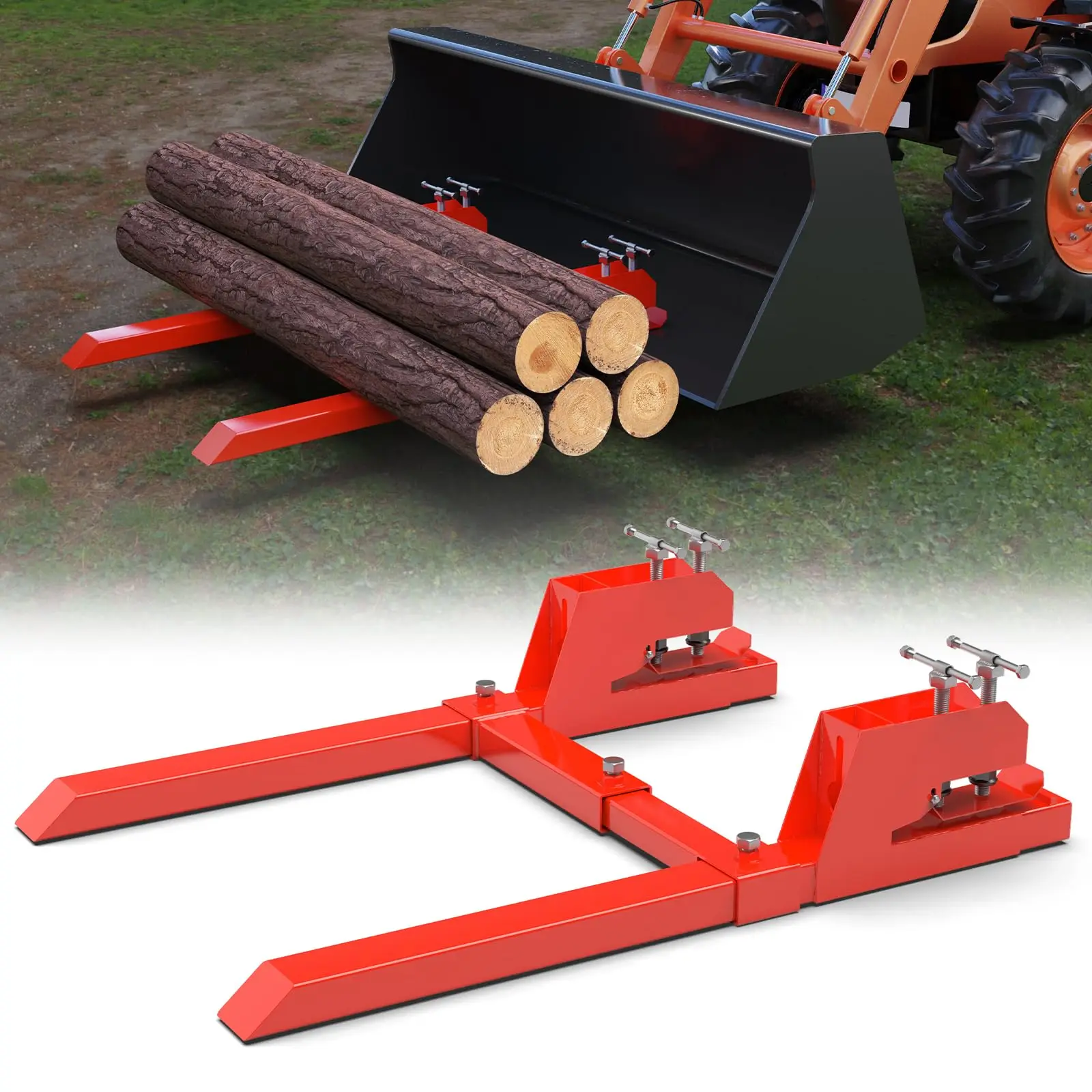 Hot-selling New Design Anti-Slip Design 2000LBS 43'' Length Clamp on Pallet Forks Tractor Bucket Forks for Tractor Bucket
