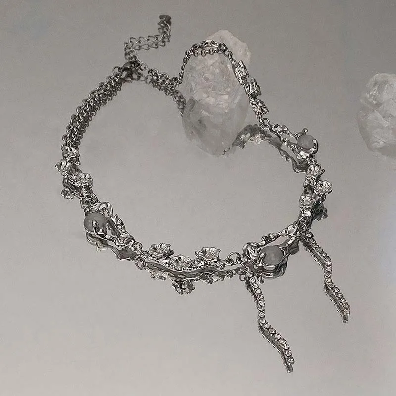 Funkelnde Mondlicht-Stein-Anhänger-Halskette für Frauen, Sternenlicht, unregelmäßige lange Quastenkette, Halsreifen, Accessoires, Modeschmuck – Detail 32