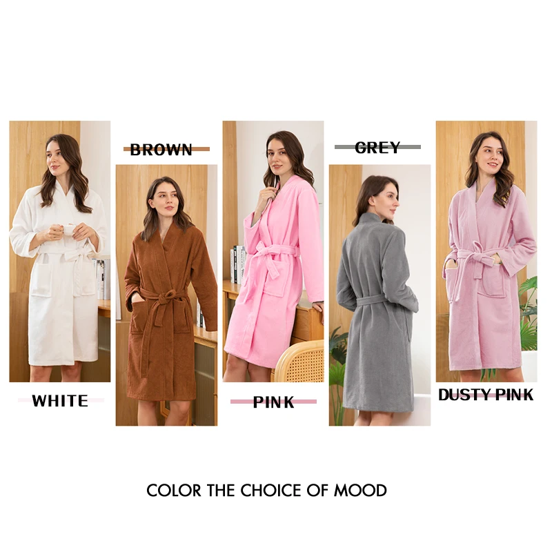 Luxurious Shawl Collar Bathrobe Premium Plush Soft Spa Plush Long Warm Robe