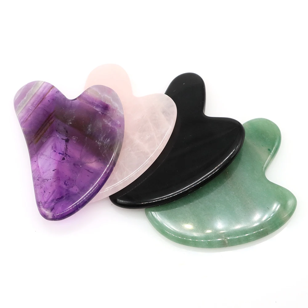 

Natural Stone Gouache Scraper Gua Sha Massage Tool Healing Crystal Rose Quartz Face Neck Body Prevents Wrinkles Beauty Care Gift