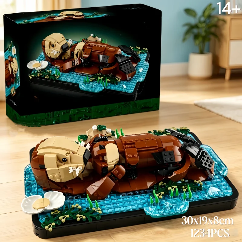 

Hot Sale 1234PCS Marine Life Series Model Kits Floating Sea Otters Building Blocks Set Home Decor Ornament Festival Gifts