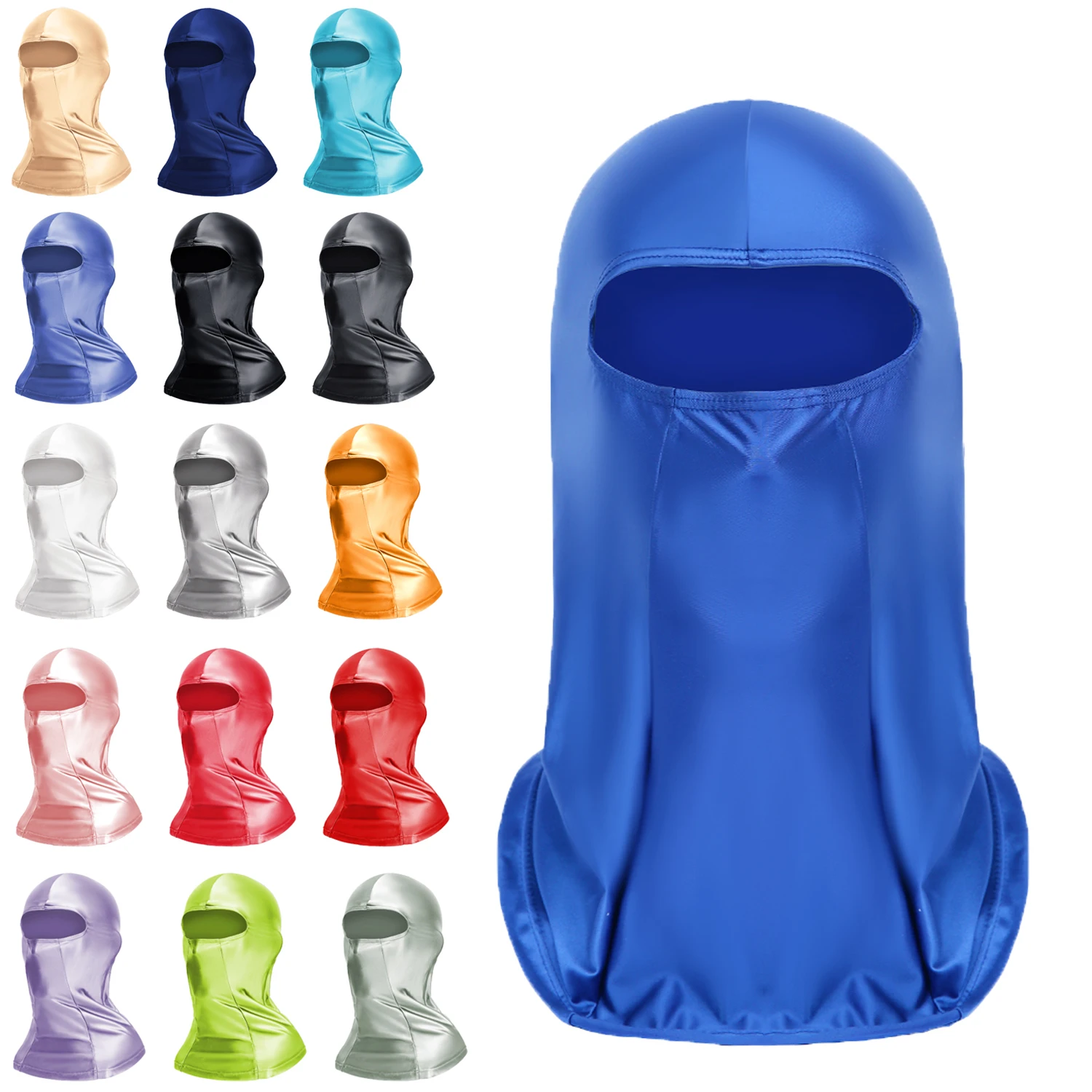 

AMORESY Unisex Satin Full Face Spandex Ice Silk Headgear Sunscreen Windproof Breathable Oil Hooded Sports Masks Outdoor Cycling