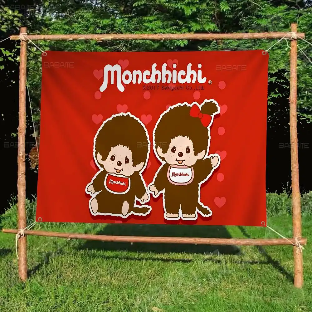 Popular Logo M-Monchhichi Cartoon Flag Art Science Fiction Room Home Decor Wall Hanging Home Decor Banner