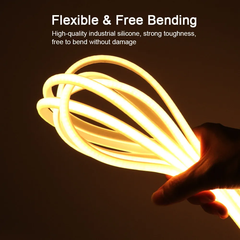 10/5/4/3/2m 220V COB Led Strip Light With Power Plug 288LED/m Super Bright Waterproof CRI 90 Linear Lighting Flexible Ribbon