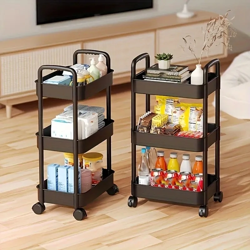 1PC Mobile Storage Shelf, Small Cart, Kitchen, Bathroom, Bedroom, Multi-Storey Snacks with Wheels, Home Décor