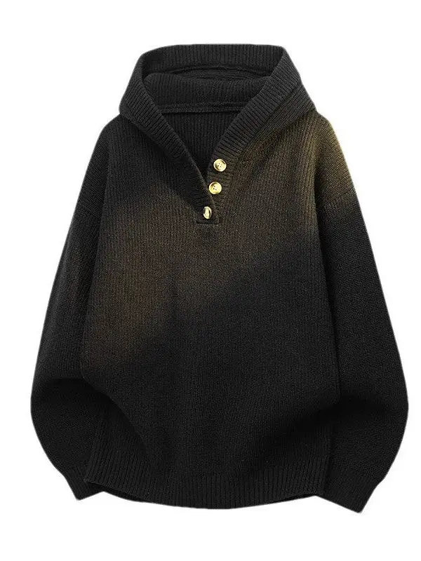 

Men's f Open Knitwear Spring Autumn Hooded Pullover Soft Pure Color American Sle Long Sve Loose Fit Casual Hat irt