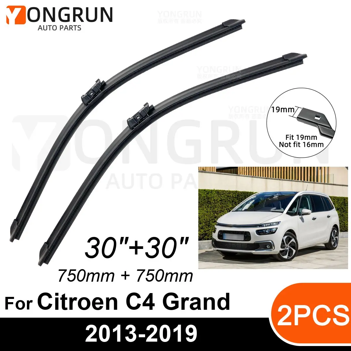 

Car Front Windshield Wipers For Citroen C4 Grand Picasso MK2 2013-2019 Wiper Blade Rubber 30"+30" Car Windshield Windscreen