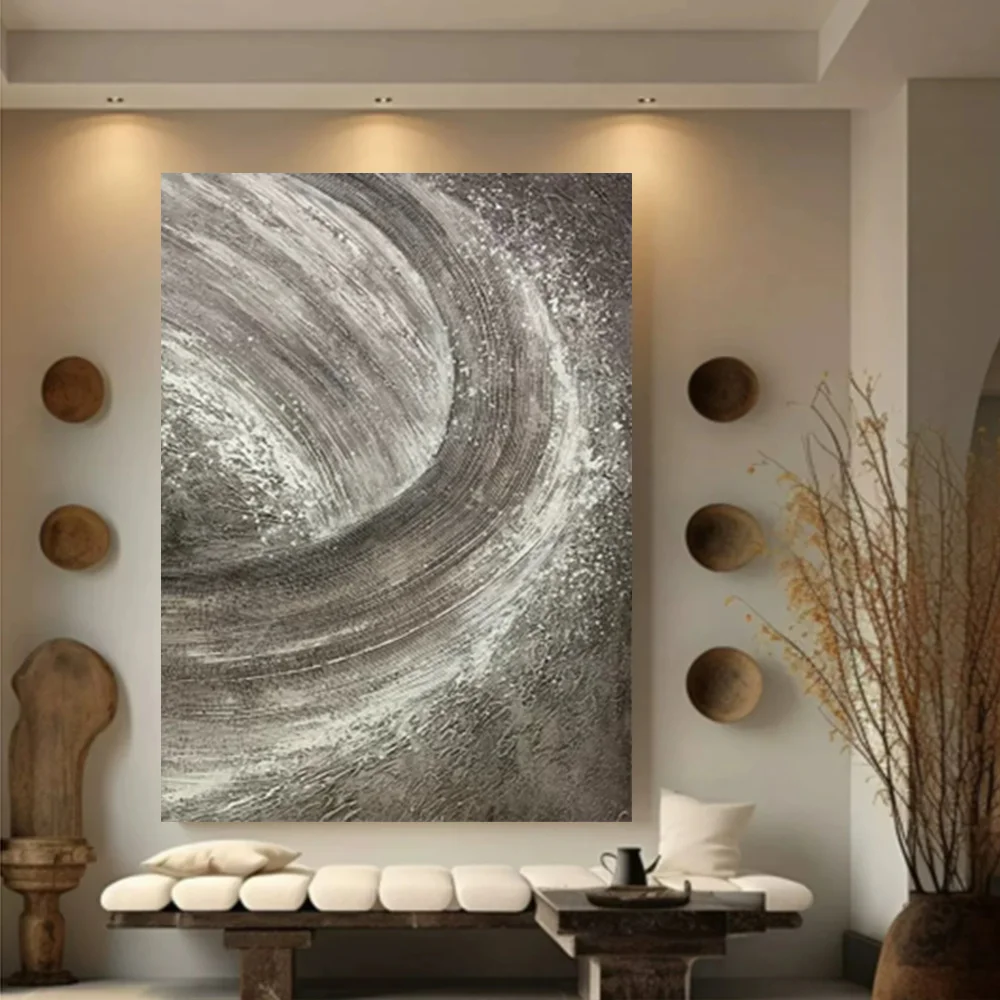

100% hand drawn gray abstract oil painting original wall painting home living room decoration paint interior aesthetics