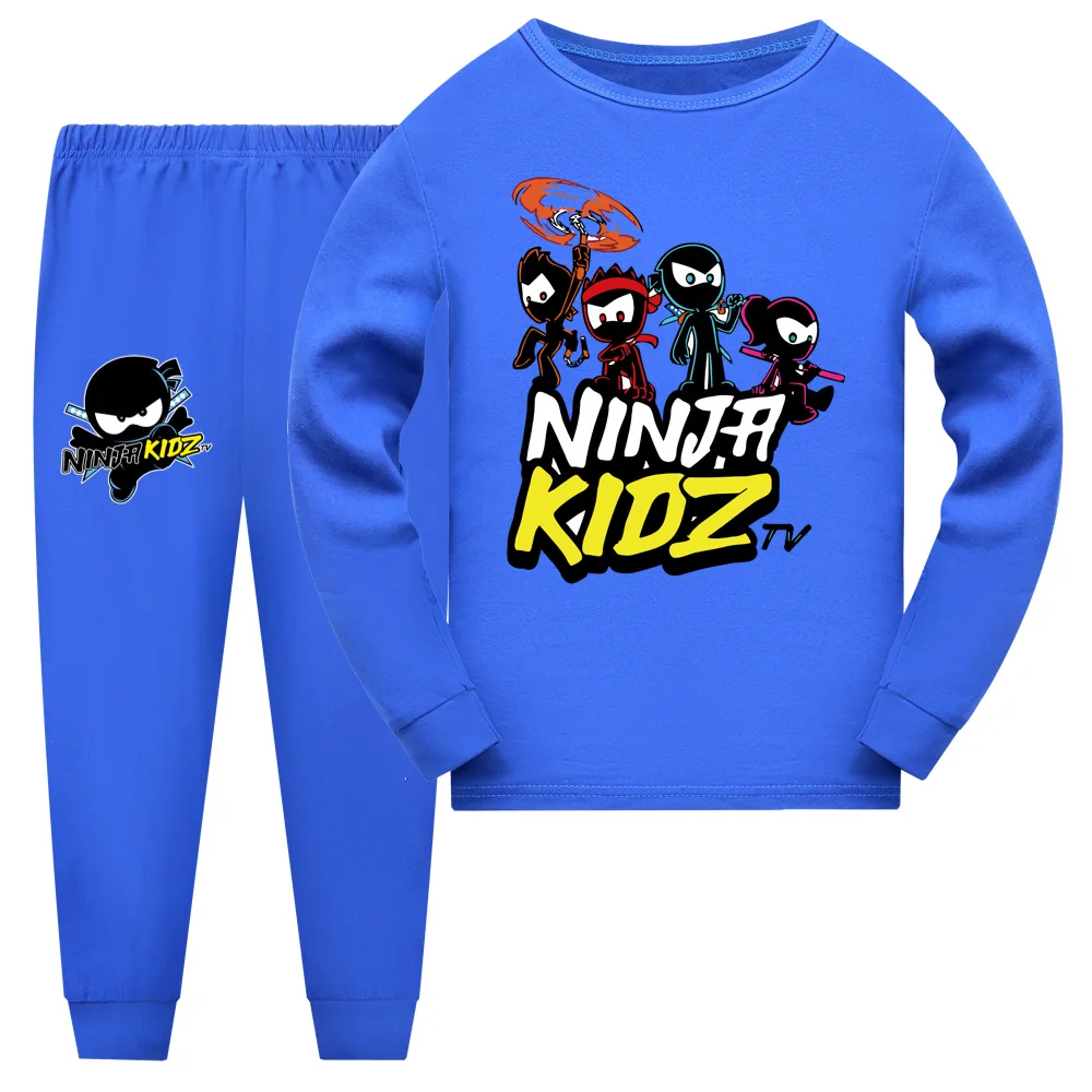 NINJA KIDZ Pajamas for Children Cotton Underwear Set Tops+Pants Kids Clothes Spring Sleepwear for Girls Boys Pyjamas
